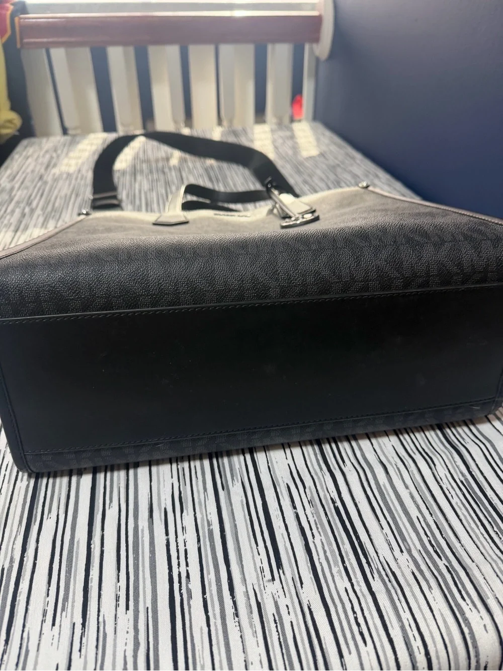 Michael Kors Black MK Logo Messenger Tote with Crossbody Strap